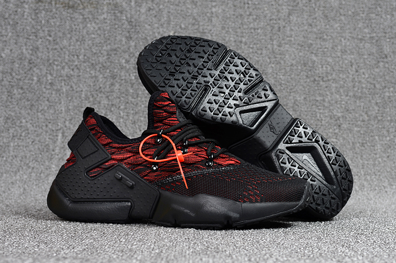 Women Nike Air Huarache 6 Flyknit Black Red Shoes - Click Image to Close